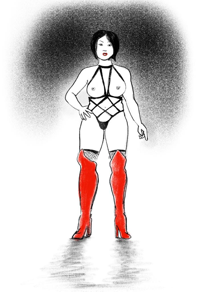 Tekening van aisha in lingerie